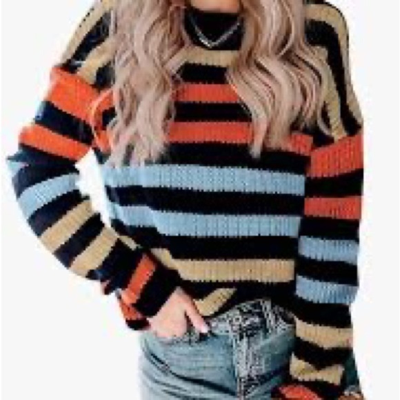 402 And Beyond Wool Acrylic Striped Knit Sweater Size M - Picture 6 of 6